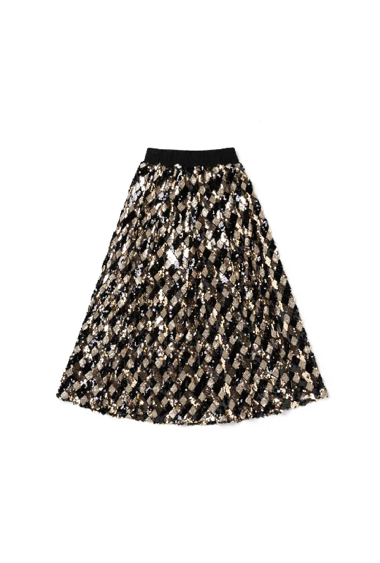 Sequin Party Skirt - Black & Gold athletic skirt fit