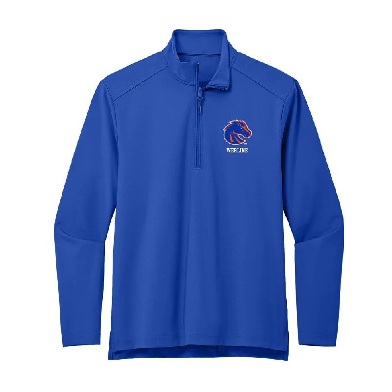 Boise State - NCAA Women's Gymnastics : Mahleea Werline - Premium Quarter Zip Jacket Satin Fabric Silk Fabric Chiffon Fabric Boise State - NCAA Women's Gymnastics : Mahleea Werline - Premium Quarter Zip Jacket Satin Fabric Silk Fabric Chiffon Fabric