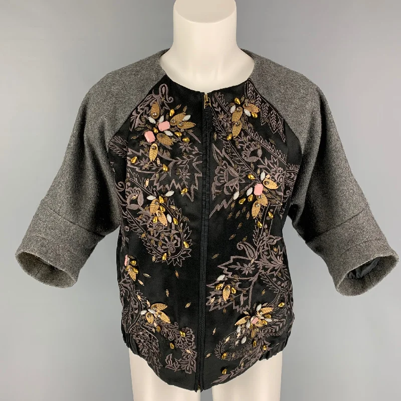 DAY Bir et Mikk Size 2 Grey Black Wool Polyester Rhinestones Jacket Fleece Jacket Down Jacket Parka DAY Bir et Mikk Size 2 Grey Black Wool Polyester Rhinestones Jacket Fleece Jacket Down Jacket Parka