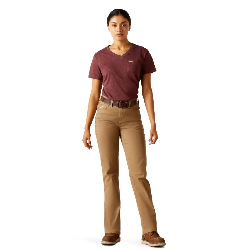 Ariat Ladies Rebar Made Tough™ Straight Leg Khaki Work Pants 10050622 Chic Wool Trousers