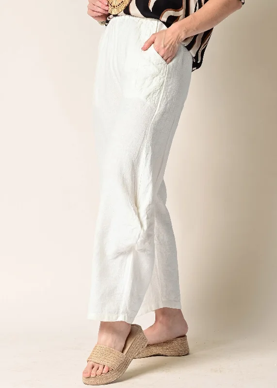 Shyla Linen Pant in Cream Casual Plaid Pants