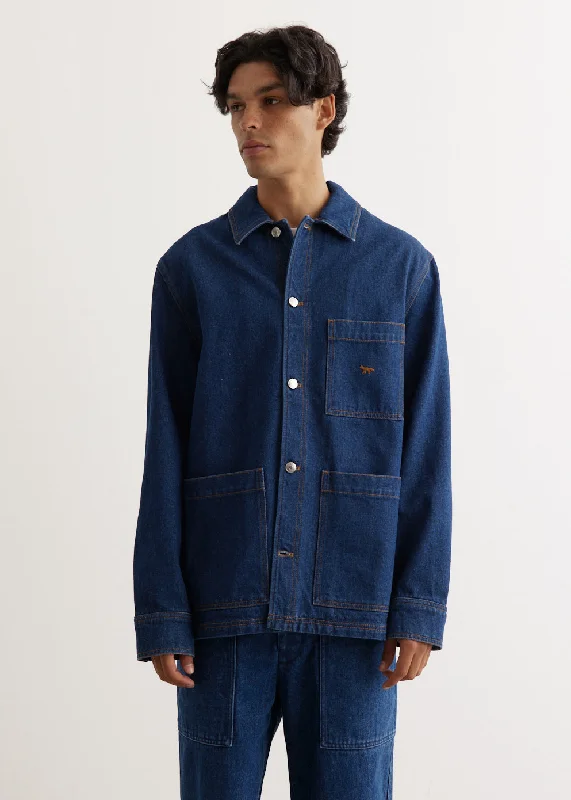 Workwear Denim Jacket Boat Neck Shawl Collar Notched Collar