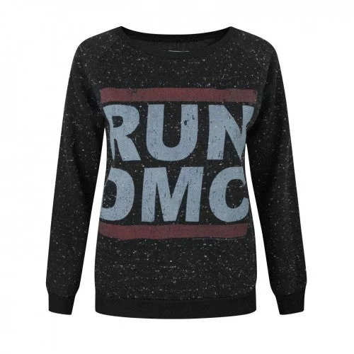 Amplified Womens/Ladies Run DMC Logo Speckled Sweater Houndstooth Herringbone Solid