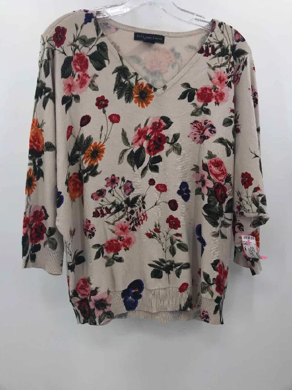 Pre-Owned Joan Vass Grey Size Large Floral Sweater Notch Collar Peter Pan Collar Cowl Neck Pre-Owned Joan Vass Grey Size Large Floral Sweater Notch Collar Peter Pan Collar Cowl Neck