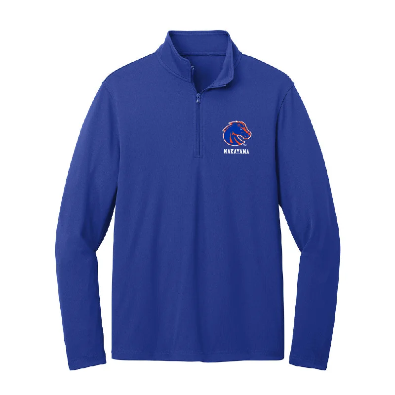 Boise State - NCAA Women's Gymnastics : Danielle Nakayama - Lightweight Quarter Zip Jacket Front Pockets Side Pockets Patch Pockets Boise State - NCAA Women's Gymnastics : Danielle Nakayama - Lightweight Quarter Zip Jacket Front Pockets Side Pockets Patch Pockets