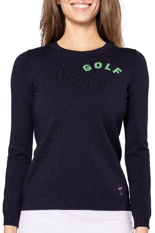 Navy GOLF Crewneck Sweater Fitted Slim Tailored