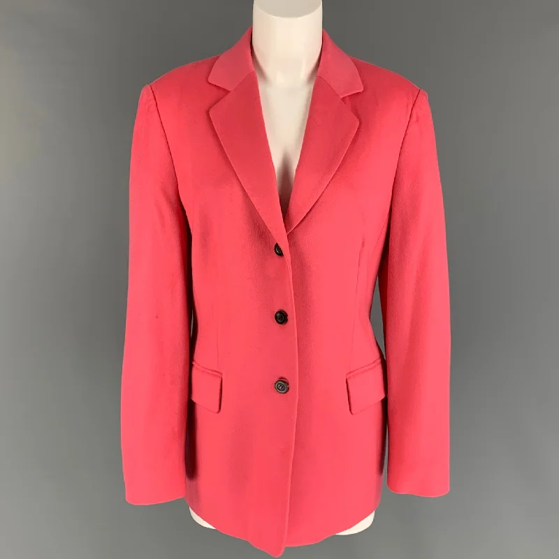 FERAUD Size 12 Pink Cashmere Notch Lapel Jacket Blazer Satin Fabric Silk Fabric Chiffon Fabric FERAUD Size 12 Pink Cashmere Notch Lapel Jacket Blazer Satin Fabric Silk Fabric Chiffon Fabric