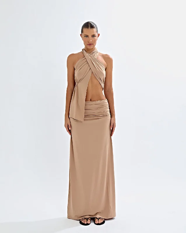 Pamela Maxi Skirt Biscuit linen skirt breathable
