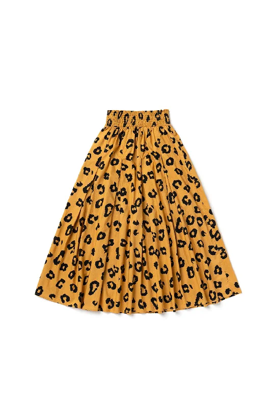 Smocked Waist MIDI Skirt - Cheetah denim skirt classic