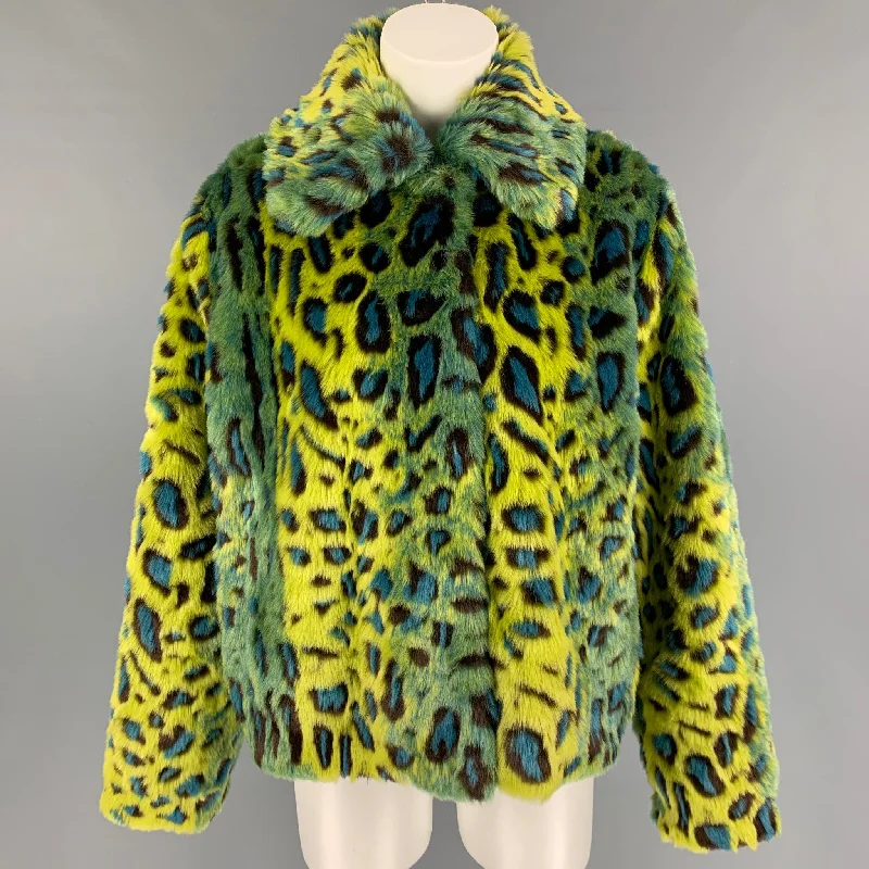STAND STUDIO AW 20 Size S Multi-Color Leopard Print Fuax Fur Marcella Jacket Embroidered Jacket Appliqued Jacket Beaded Jacket STAND STUDIO AW 20 Size S Multi-Color Leopard Print Fuax Fur Marcella Jacket Embroidered Jacket Appliqued Jacket Beaded Jacket
