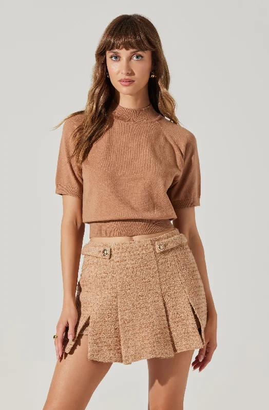 Larine Cropped Mock Neck Sweater Layered Multi-layer Single Layer