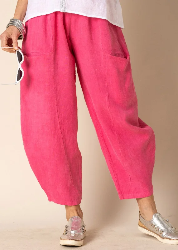 Florencia Linen Pants in Raspberry Sorbet Fashionable Work Pants