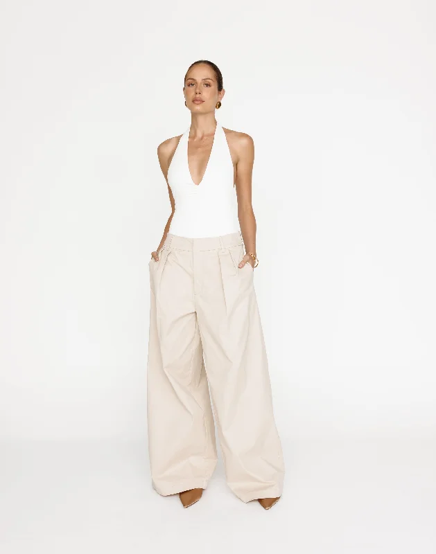 Joelle Pants (Beige) Relaxed Fit Trousers