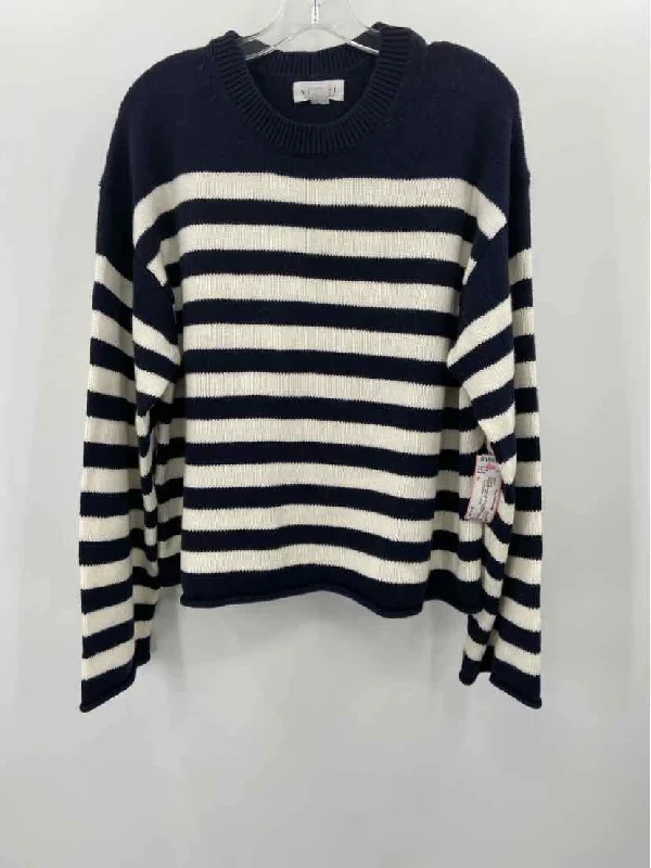 Pre-Owned Velvet Blue Size XL Stripe Sweater Anti-Pilling Anti-Shrink Durable