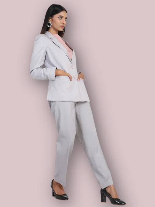 Poly Cotton Pant Suit - Grey Slim-Fit Leggings