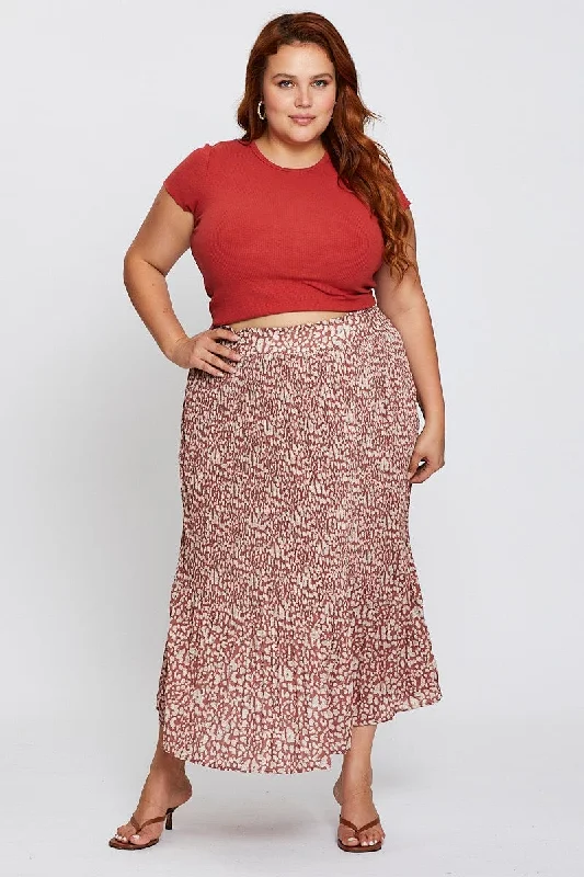 Abstract Print High Waist Maxi Skirt denim skirt fashionable