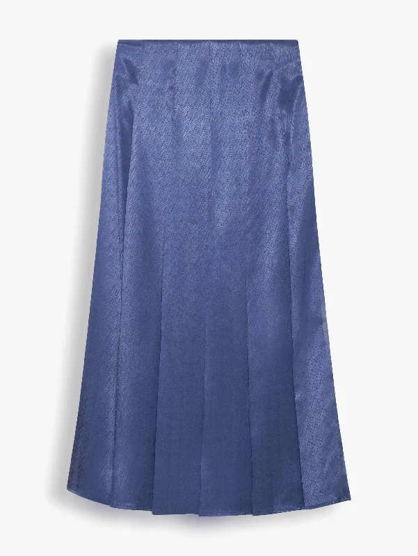 Pleated Midi Skirt in Azure Blue slim fit skirt
