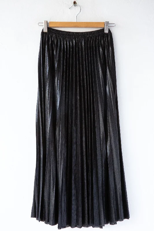 Metallic Pleat Skirt denim skirt casual