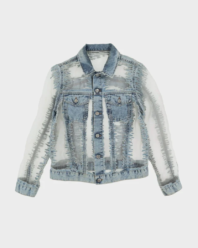 Diesel Y2K Denim And Sheer Netting  Jacket - S Bomber Jacket Anorak Windbreaker