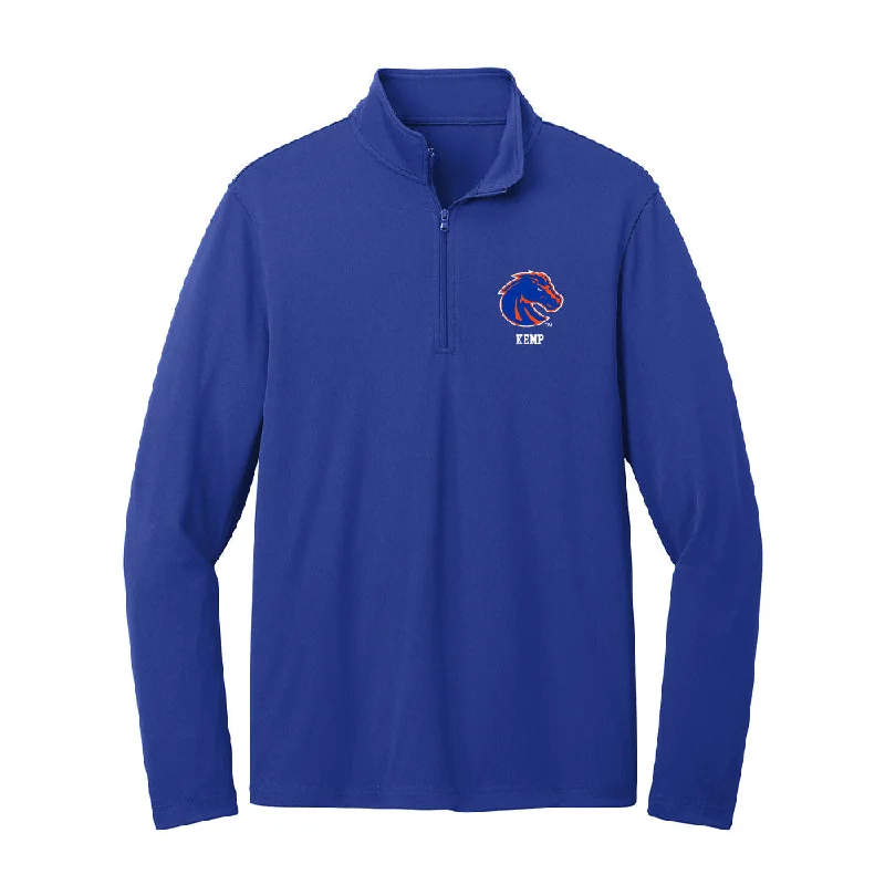 Boise State - NCAA Women's Gymnastics : Bridget Kemp - Lightweight Quarter Zip Jacket Denim Fabric Leather Fabric Suede Fabric