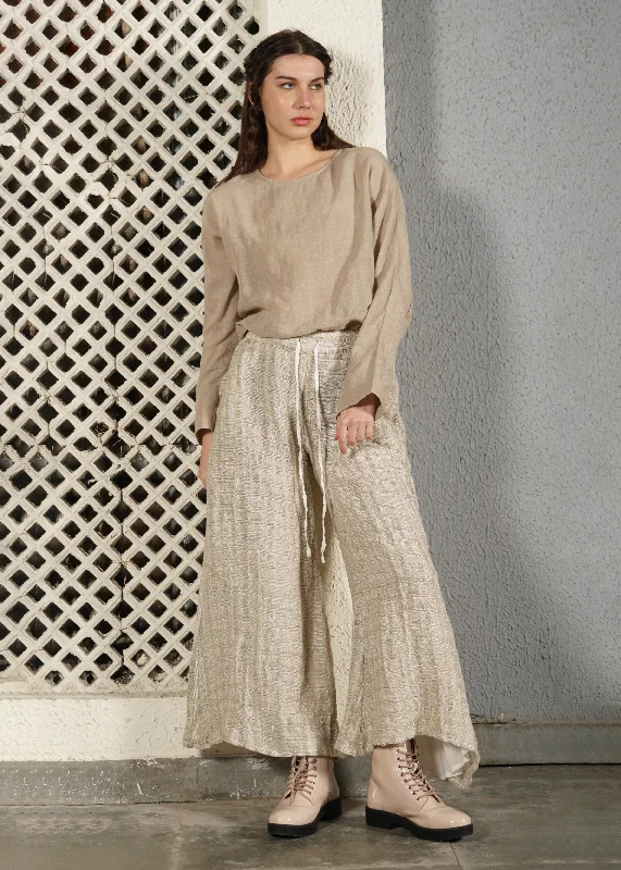Dara Linen Pant in Cream Comfy High-Waist Jeans