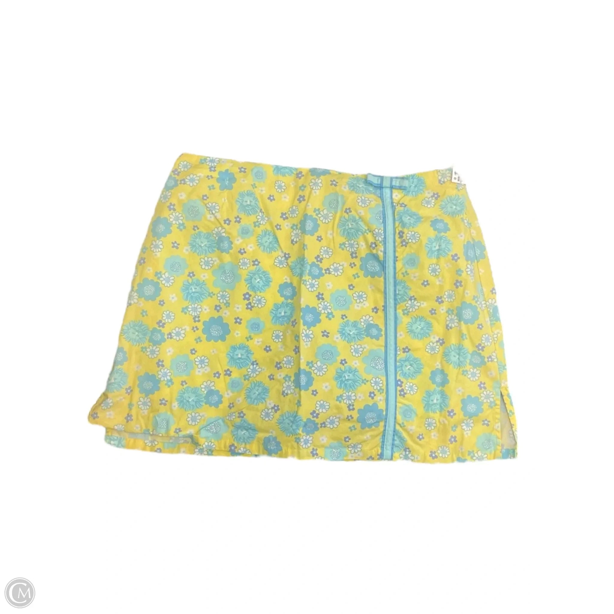 Skirt Designer By Lilly Pulitzer In Blue & Yellow, Size: 10 ribbed skirt waist