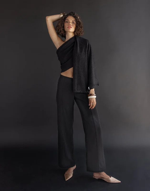 Kalla Pants (Black) Trendy Wide-Leg Pants
