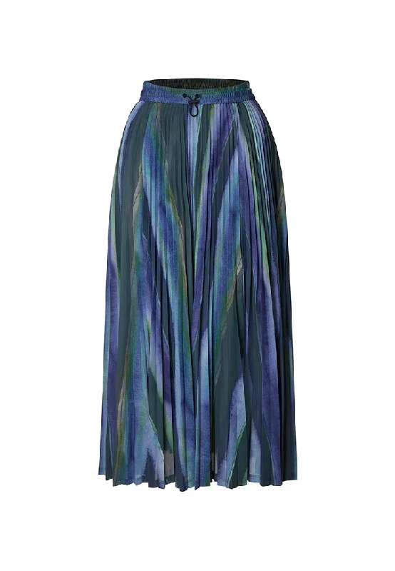 Alpha Pleated Drawstring Midi Skirt with Side Pockets cashmere skirt soft