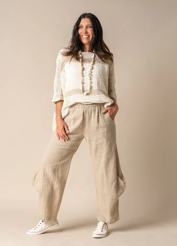 Shyla Linen Pant in Latte Stretch Fit Pants