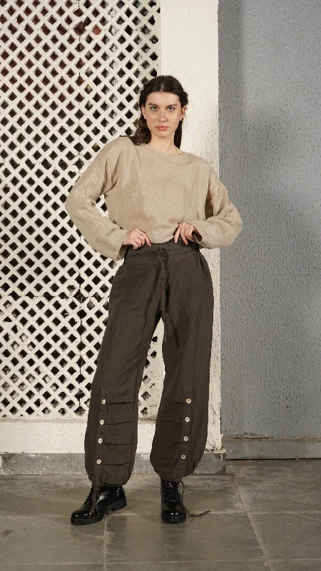 Polaris Linen Blend Pant in Khaki Comfy Athletic Pants