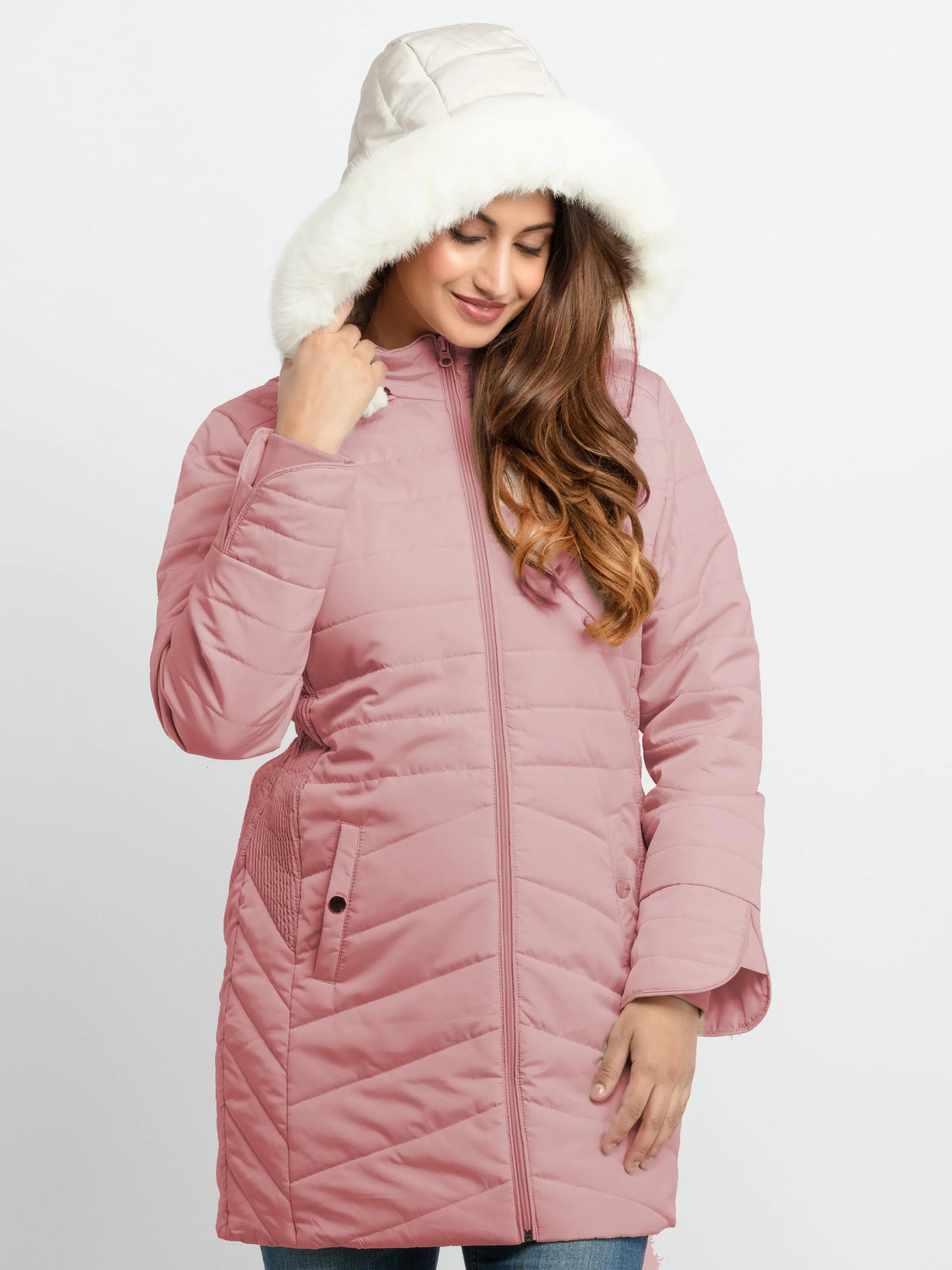 Womens Quilted  Hooded Jacket Insulated Jacket Fitted Jacket Loose Jacket