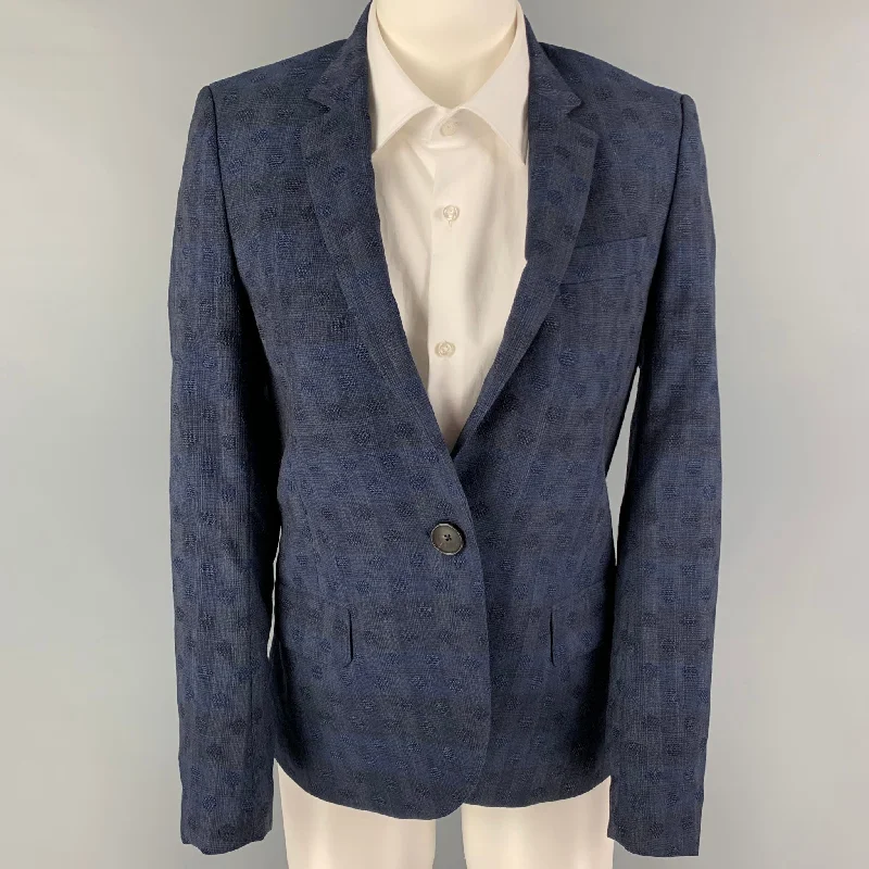 PS by PAUL SMITH Size S Navy Pattern Notch Lapel Jacket Blazer Welt Pockets Slit Pockets Flap Pockets PS by PAUL SMITH Size S Navy Pattern Notch Lapel Jacket Blazer Welt Pockets Slit Pockets Flap Pockets