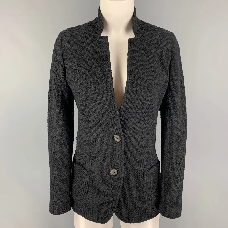 FALCONERI Size S Black Wool Single Breasted Jacket Front Pockets Side Pockets Patch Pockets FALCONERI Size S Black Wool Single Breasted Jacket Front Pockets Side Pockets Patch Pockets