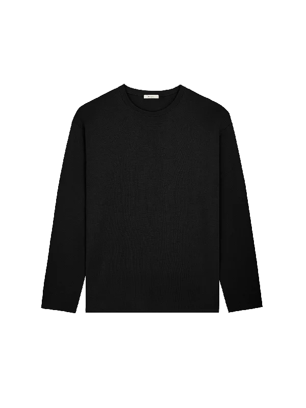 Mens Regenerative Merino Wool Sweater—black Spandex Rayon Corduroy