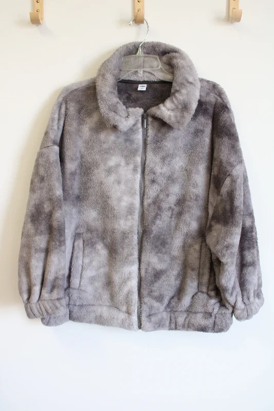 Old Navy Gray Sherpa Zip Up Jacket | S Welt Pockets Slit Pockets Flap Pockets
