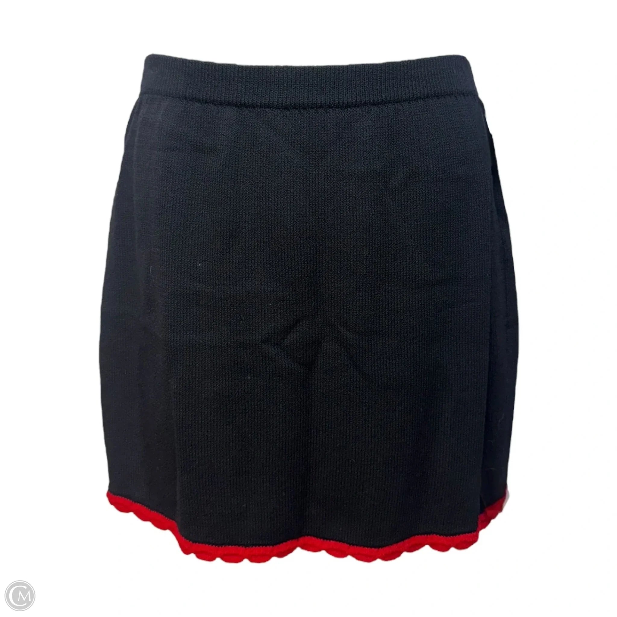 Knit Scallop Hem Skirt Luxury Designer By St John Collection In Black & Red, Size: 8 maxi skirt elegant