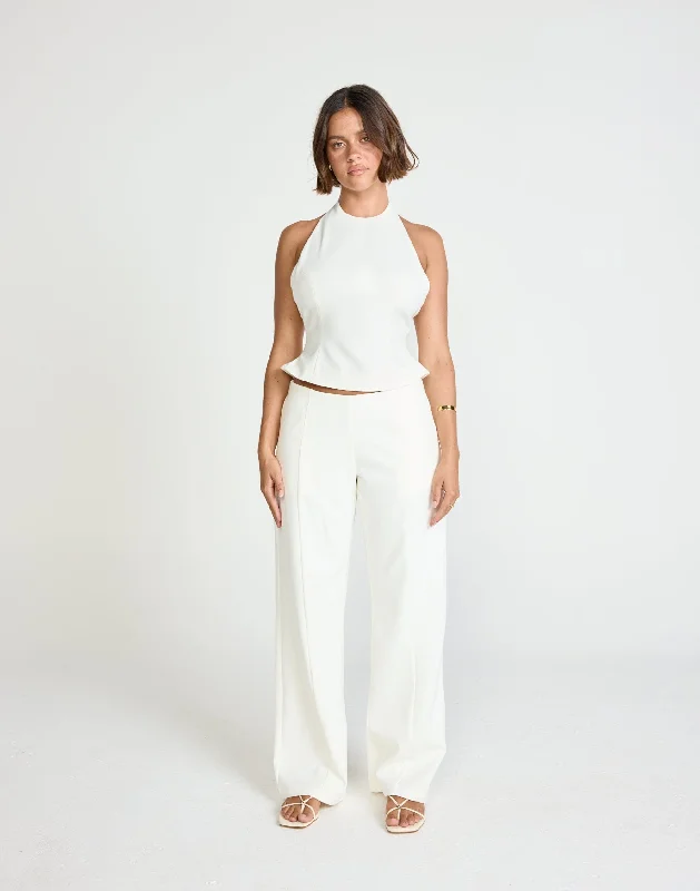 Kalla Pants (White) Slim-Fit Khaki Pants