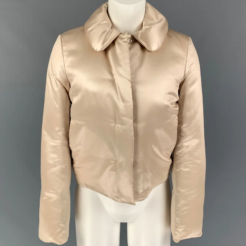 JIL SANDER Size 4 Beige Acetate Silk Padded Jacket Fleece Fabric Down Fabric Feather Fabric JIL SANDER Size 4 Beige Acetate Silk Padded Jacket Fleece Fabric Down Fabric Feather Fabric