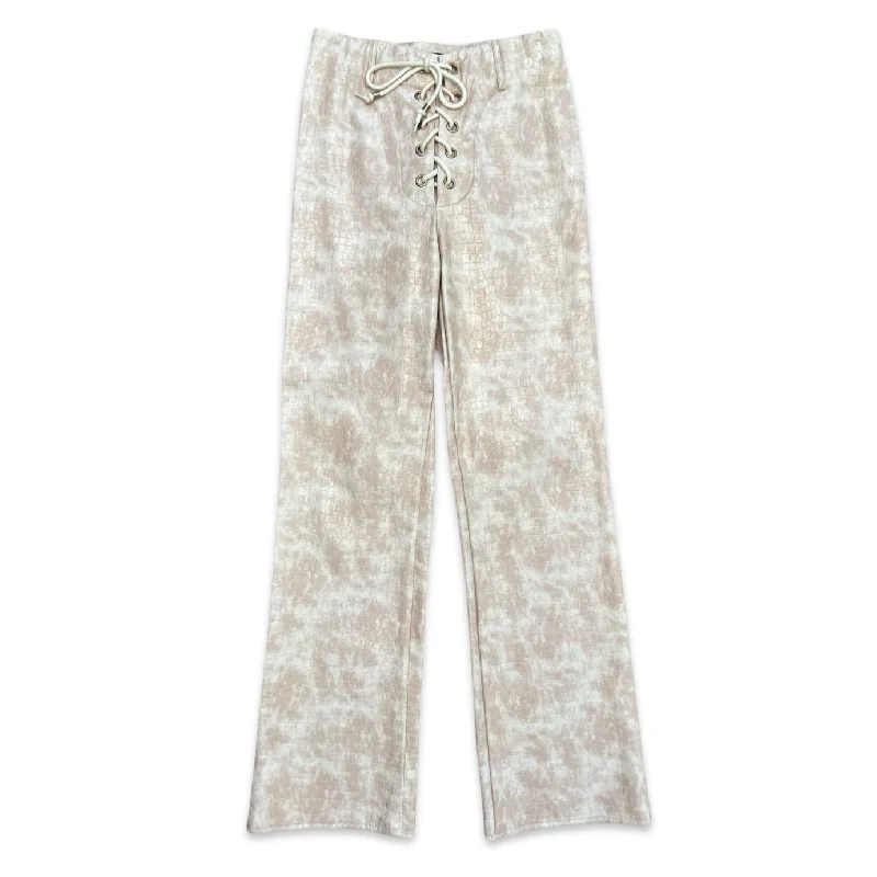 Y2K Cream Patent High Rise Pant Classic Cropped Pants