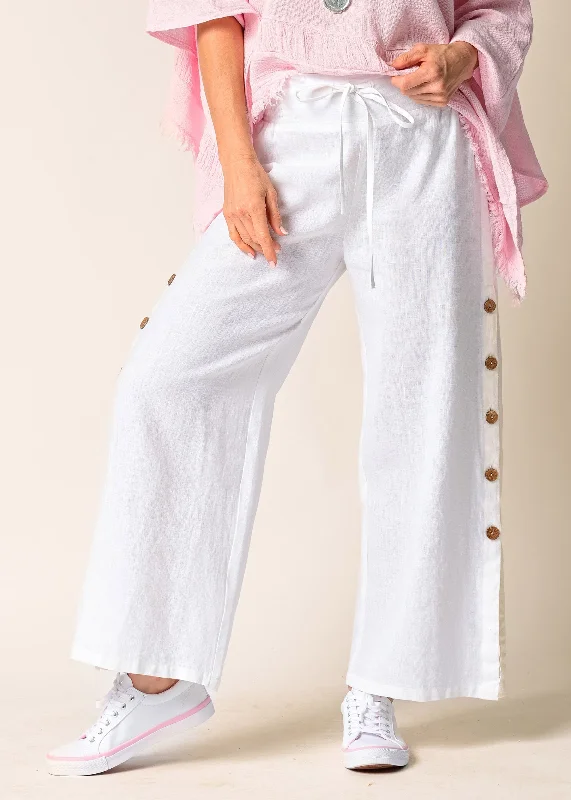 Mileta Linen Pant in Winter White Classic Straight Pants