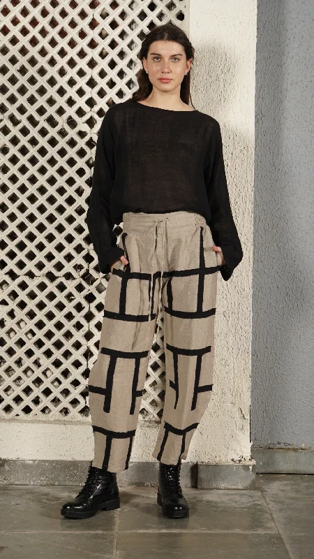 Benton Linen Blend Pants in Latte Elegant Palazzo Trousers