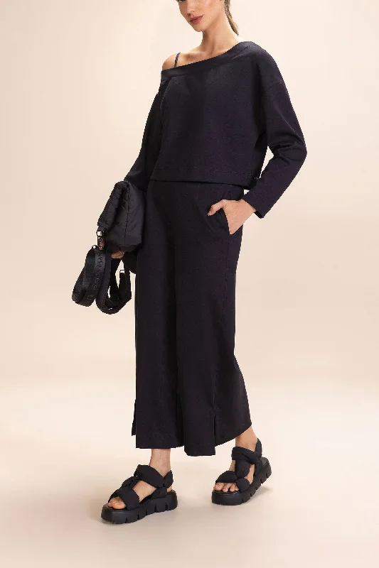 Galax Knit Wide-Leg Pants Casual Plaid Pants