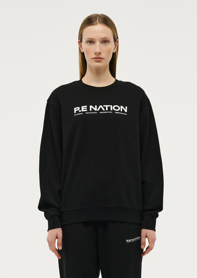 Women's P.E Nation Black Qualify Sweater Jersey Fabric Tulle Fabric Batik Fabric