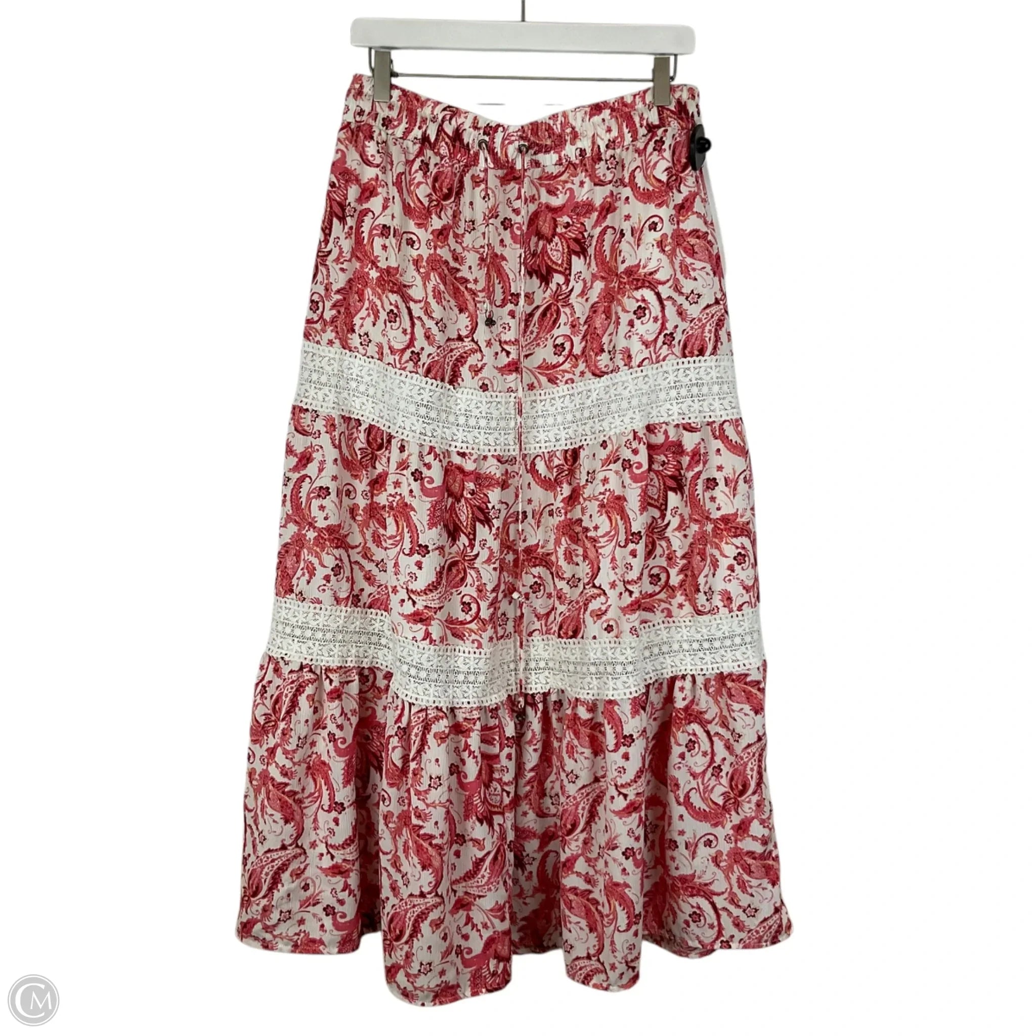 Skirt Designer By Frye In Pink & Yellow, Size: L chiffon skirt lightweight