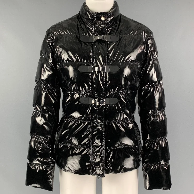 EMPORIO ARMANI Size M Black Quilted Hook & Loop Jacket Chenille Jacket Brocade Jacket Lace Jacket EMPORIO ARMANI Size M Black Quilted Hook & Loop Jacket Chenille Jacket Brocade Jacket Lace Jacket