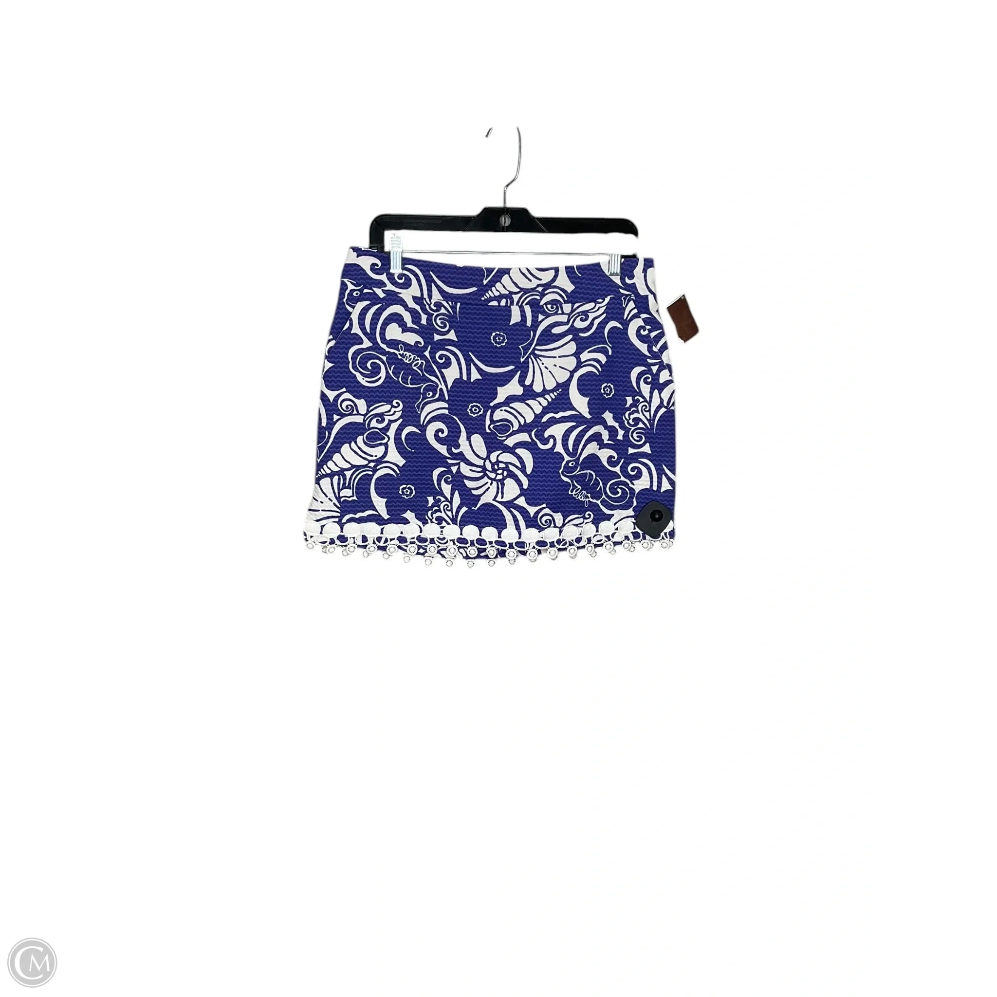 Skirt Designer By Lilly Pulitzer In Blue & White, Size: 6 corduroy skirt textured