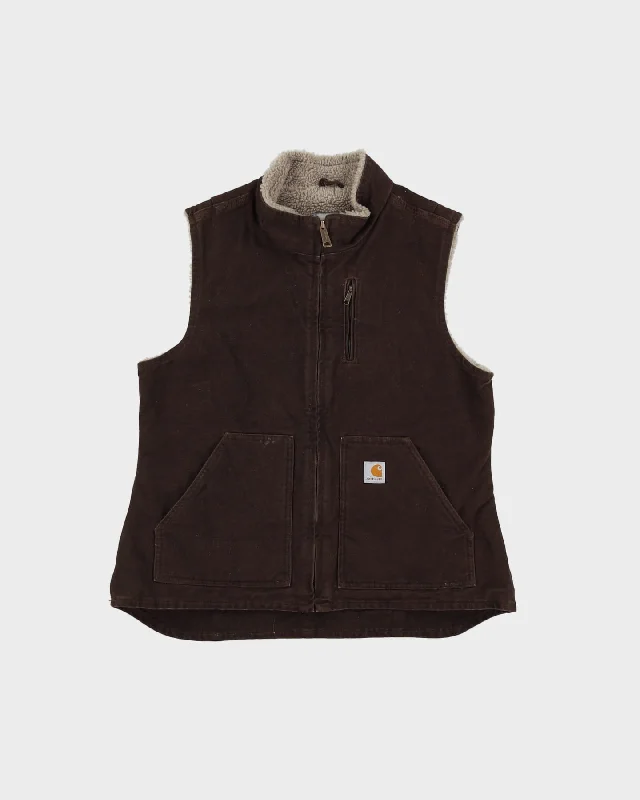 Carhartt Sleeveless Brown Workwear / Chore Gilet Jacket - L Toggled Jacket Drawstring Jacket Belted Jacket Carhartt Sleeveless Brown Workwear / Chore Gilet Jacket - L Toggled Jacket Drawstring Jacket Belted Jacket