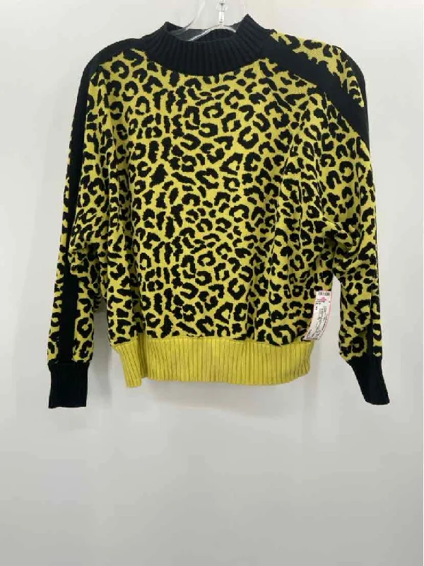 Pre-Owned Central Park West Yellow Size XS Animal Print Sweater Velvet Chenille Corduroy
