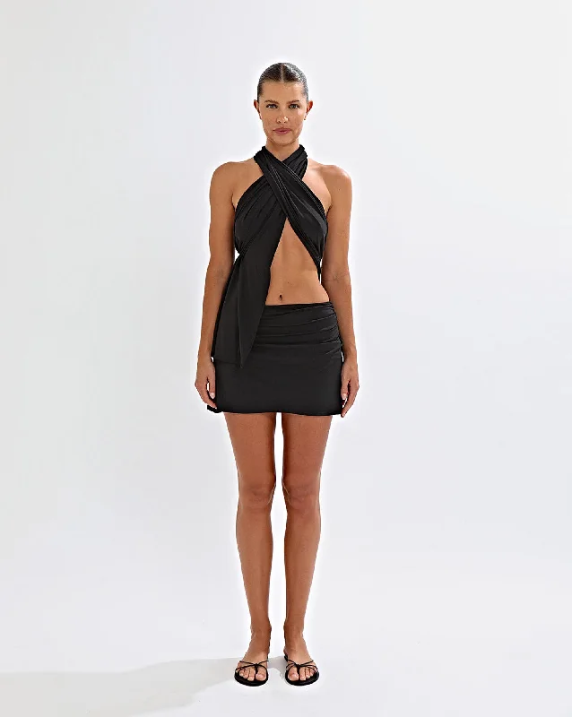 Pamela Mini Skirt Black silk skirt elegant