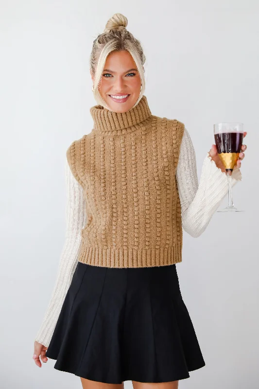 Dreamy Choice Taupe Turtleneck Sweater Top Neon Metallic Matte